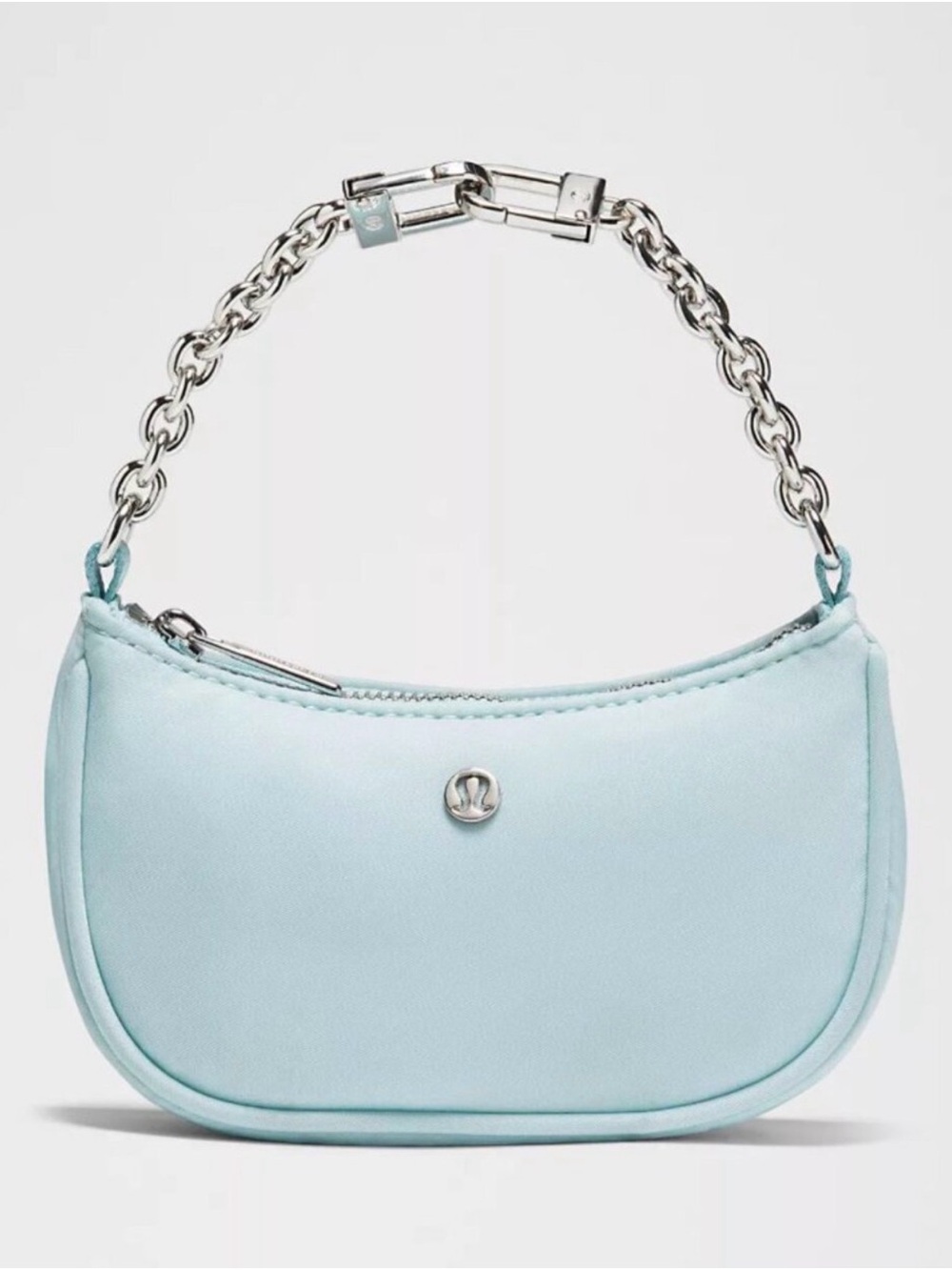 lululemon athletica Pale Blue Mini Shoulder Bag with Silver Chain